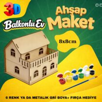 Ahşap Balkonlu Ev Maketi