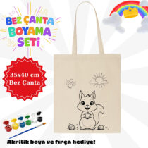 Sincap desenli bez çanta boyama seti (35x40cm)