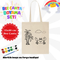 Yengeç figürlü bez çanta boyama seti (35x40 cm)