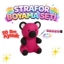 Strafor ayı boyama seti ( Pembe+Siyah)